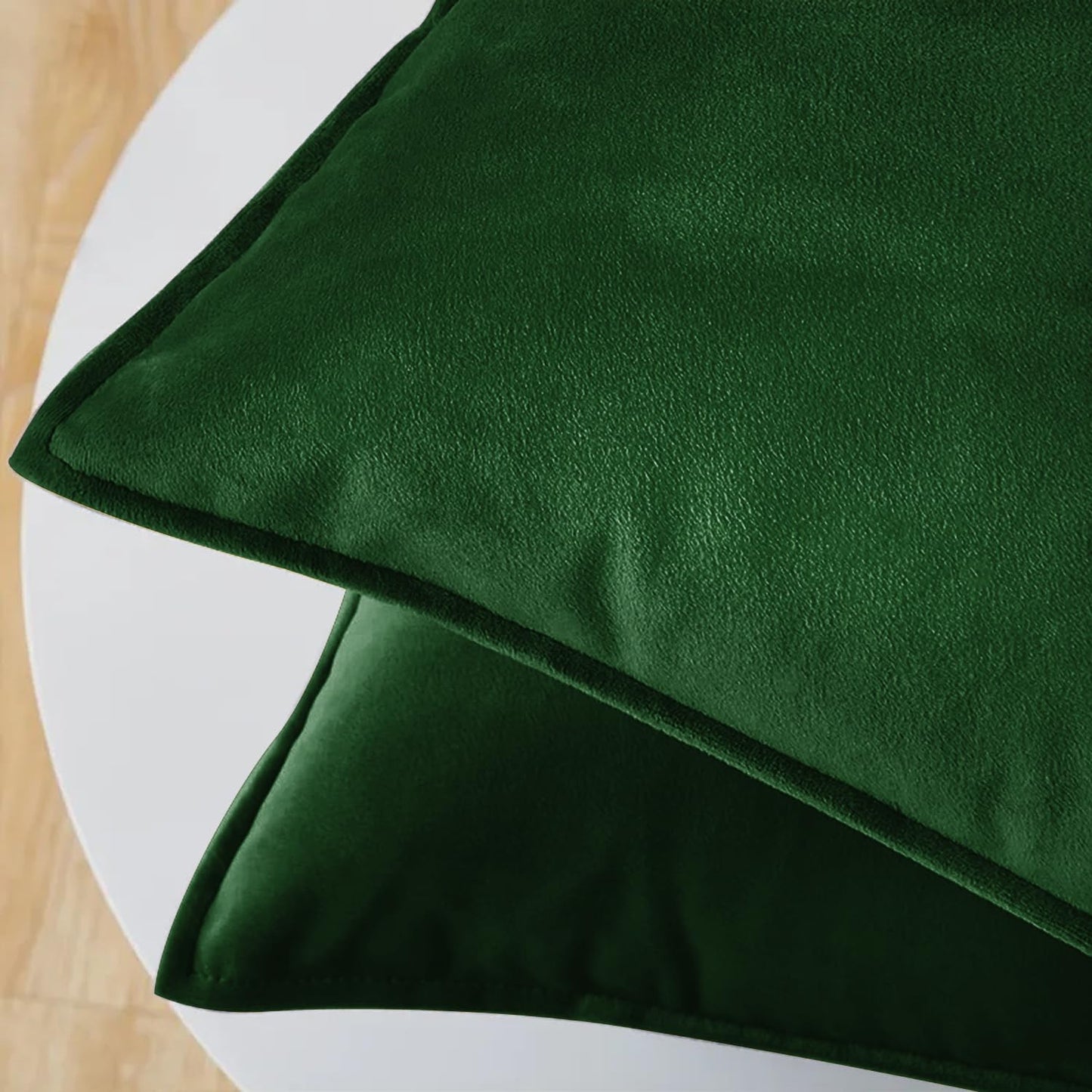 VAKADO Throw Pillow Covers 18x18 Set of 2 Olive Green Velvet Decor Decorative Couch Cushion Euro Xmas Pillowcases with Fringe Home Bed Decoration for Sofa Bedroom Office