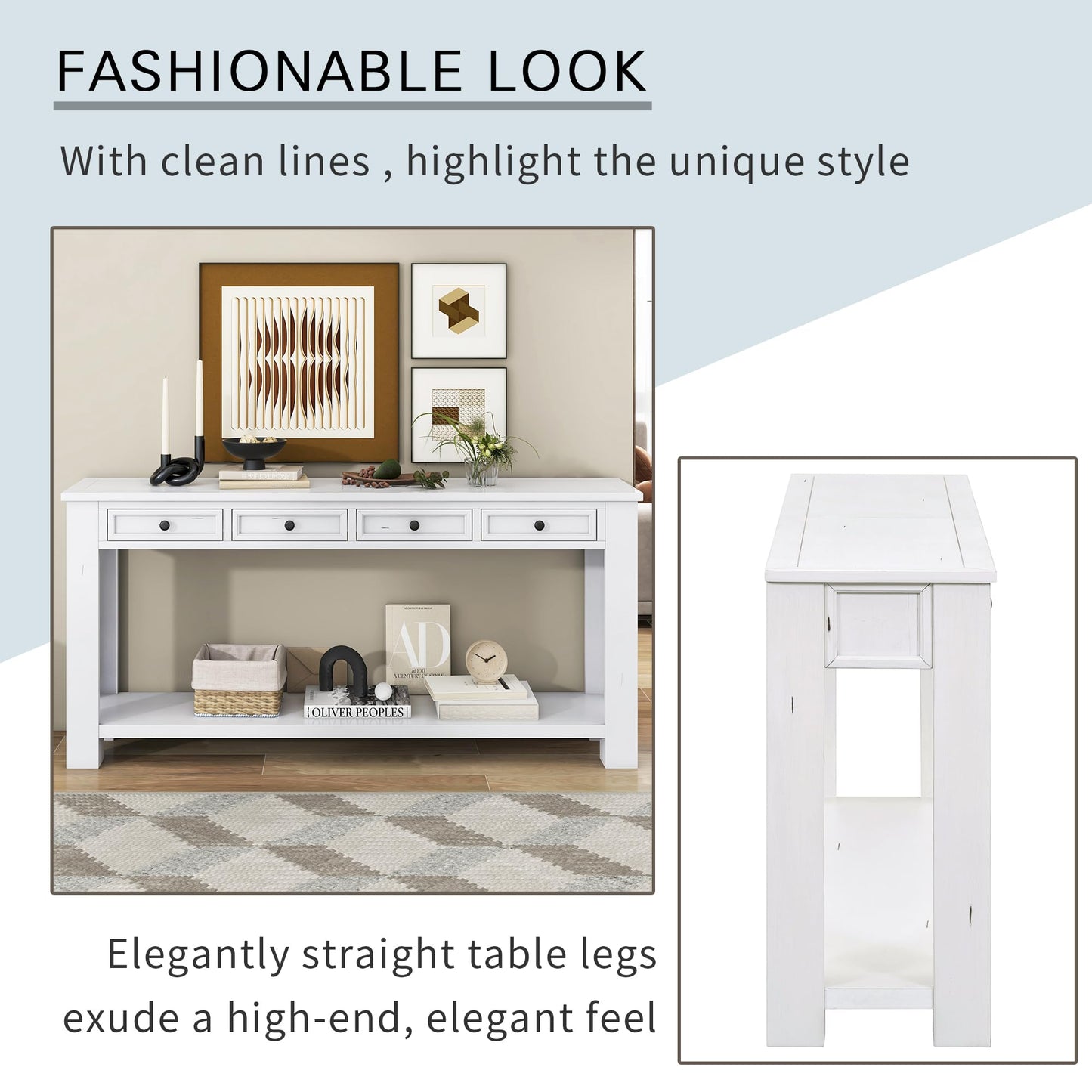 LKTART 63" Solid Wood Console Table Sofa Table with Storage Drawers and Bottom Shelf,Farmhouse Entryway Table for Hallway Foyer,Living Room,Easy Assembled (63" Espresso)
