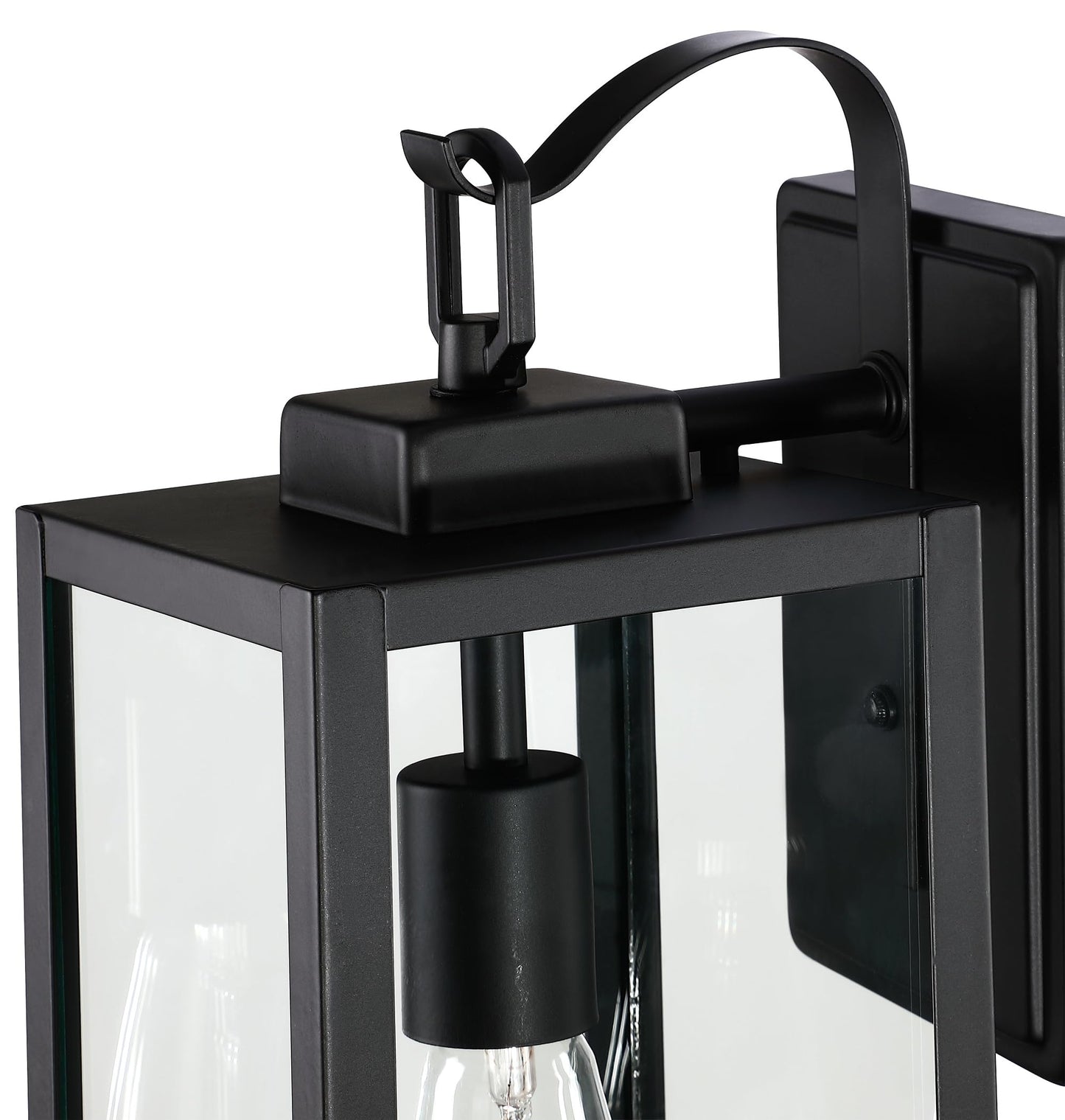 18 Inch Dusk to Dawn Outdoor Wall Light Fixtures, Large Exterior Waterproof Light Fixtures, Black Modern Porch Lights with E26 Sockets & Glass Shades, Wall Sconces for Patio, Garage, Front Door