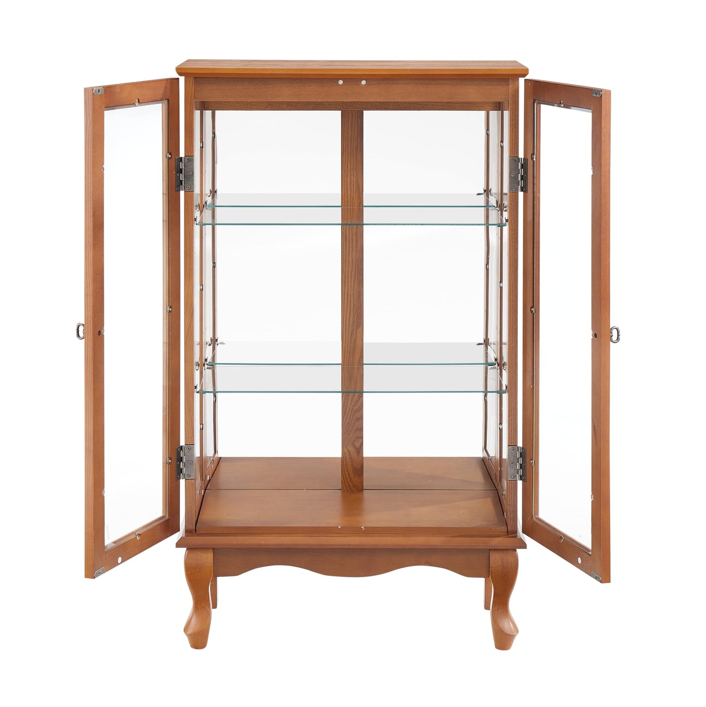 LKTART Curio Glass Display Cabinet,Storage Cabinet with Lights and Mirrored Back Panel,China Cabinet with Tempered Glass Doors and Shelves,Collectible Display Shelf,Included Bulb White