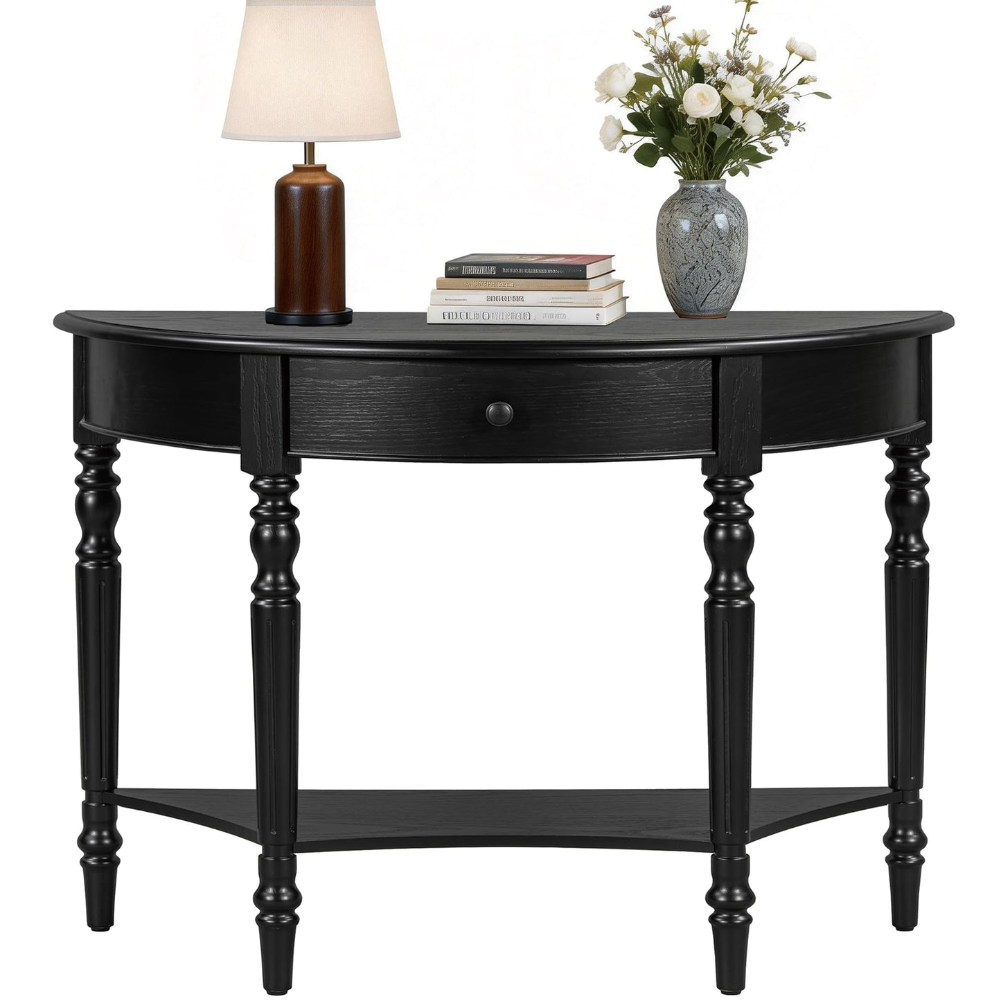 LKTART Small Solid Wood Sofa Table,Console Table with Drawers and Bottom Shelf, Entryway Hallway Foyer Entry Table for Living Room(23.7" Natural)