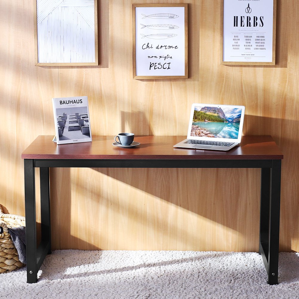 Tribesigns Modern Simple Computer Desk, 47 inch Vintage Office Desk Computer Table, Study Writing Study Desk Workstation for Home Office, Rustic Brown