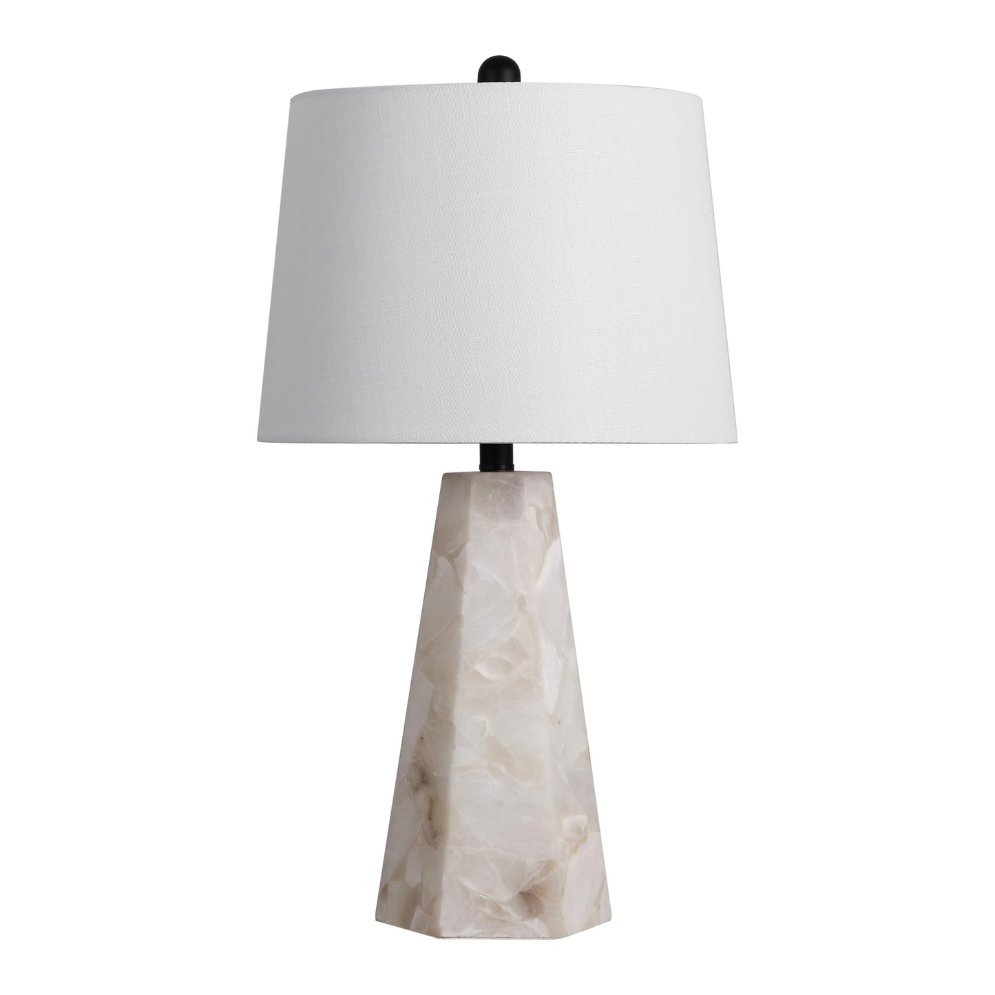 JONATHAN Y 25.5" Natural/Black Modern Table Lamp for Bedroom, White Linen Shade, Contemporary Bedside Nightstand Lamp for Living Room, LED Bulb Included (JYL6205B)