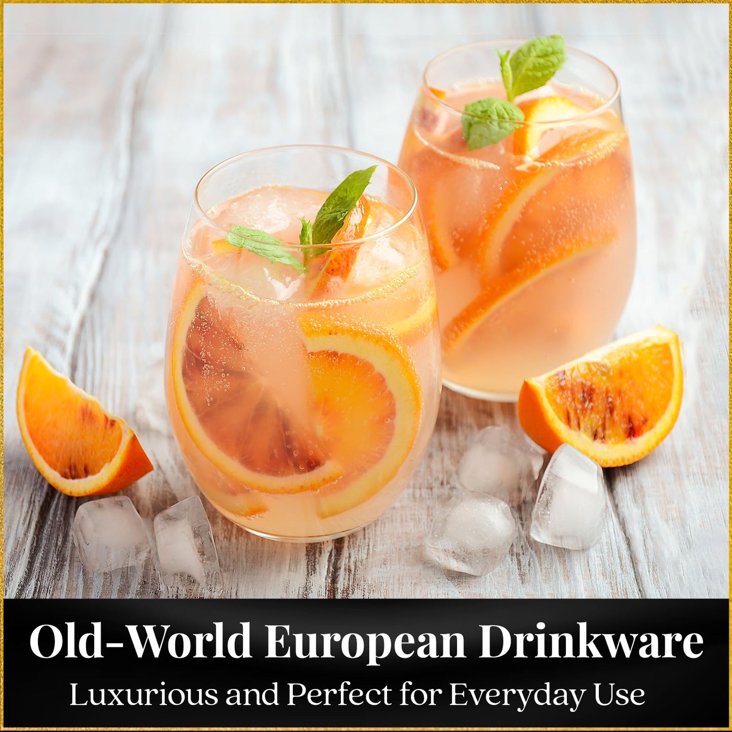 Upgraded Design of Our 2017 New York Times Best Stemless Wine Glass (Sweethome) – Made in Europe – Reinforced Base for Added Stability & Premium Feel, Dishwasher-Safe, Lead-Free, 17 oz. (6)