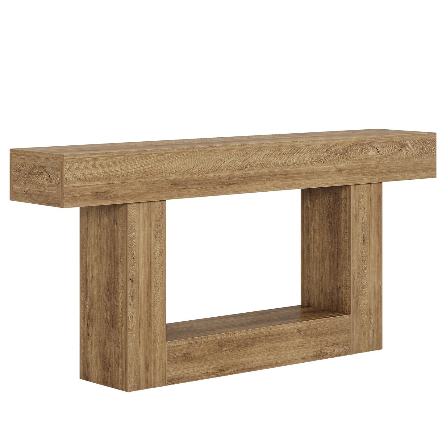 Tribesigns 63" Console Table, Farmhouse 2-Tier Entryway Table with U-Shaped Base, Narrow Long Wood Sofa Table Behind Couch Table for Living Room, Hallway, Foyer, Vintage Brown & Gray | Farmhouse