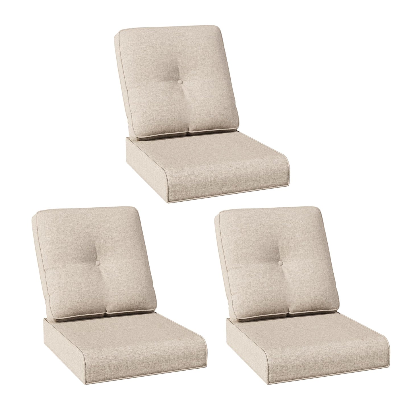 Joyside Outdoor Chair Cushions Set, 22x25/22x24 Inch Patio Furniture Deep Seat Cushions, Water Resistant & Thick Cushion, Outdoor Replacement Cushions for Seat and Sofa