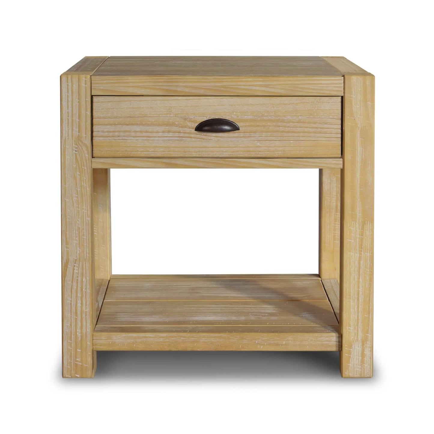 Grain Wood Furniture Montauk End Table, Solid Wood with a Driftwood Finish