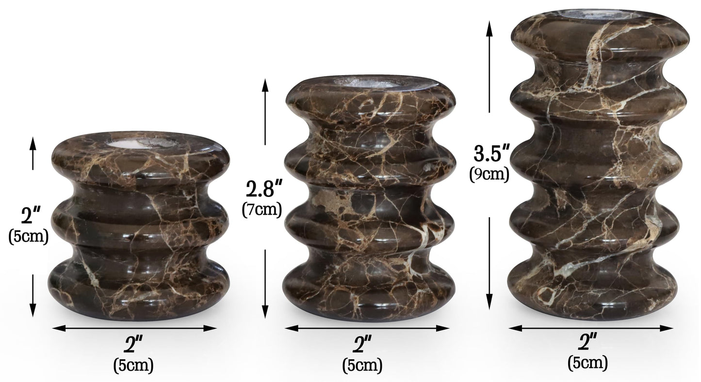 Vixdonos Marble Candle Holder Set of 2 Taper Candle Candlestick Mantle Candle Stand for Home Decor,Wedding,Party and Table Centerpieces(Brown)
