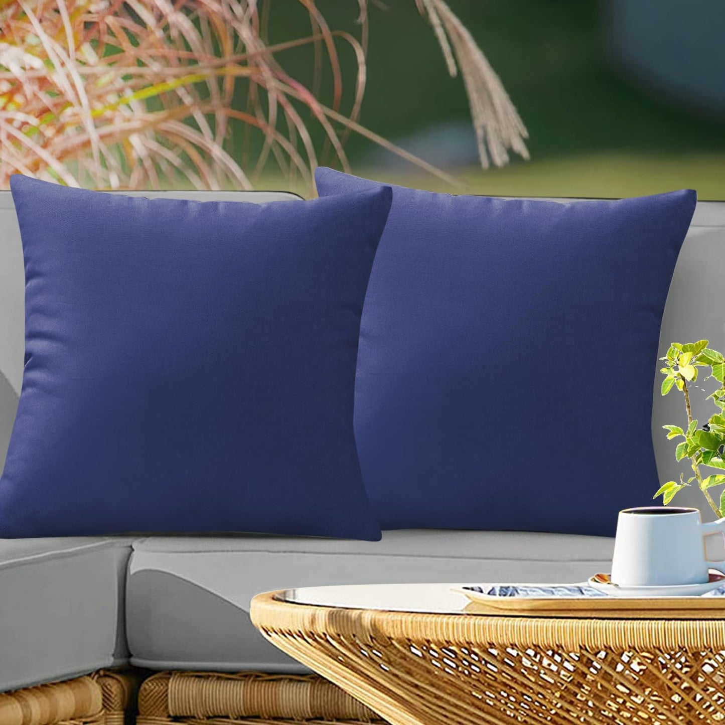 VAKADO Outdoor Waterproof Throw Pillow Covers 18X18 Set of 2 Decorative Green Patio Furniture Summer Cushion Cases Outside Decor for Couch Garden Bench Porch