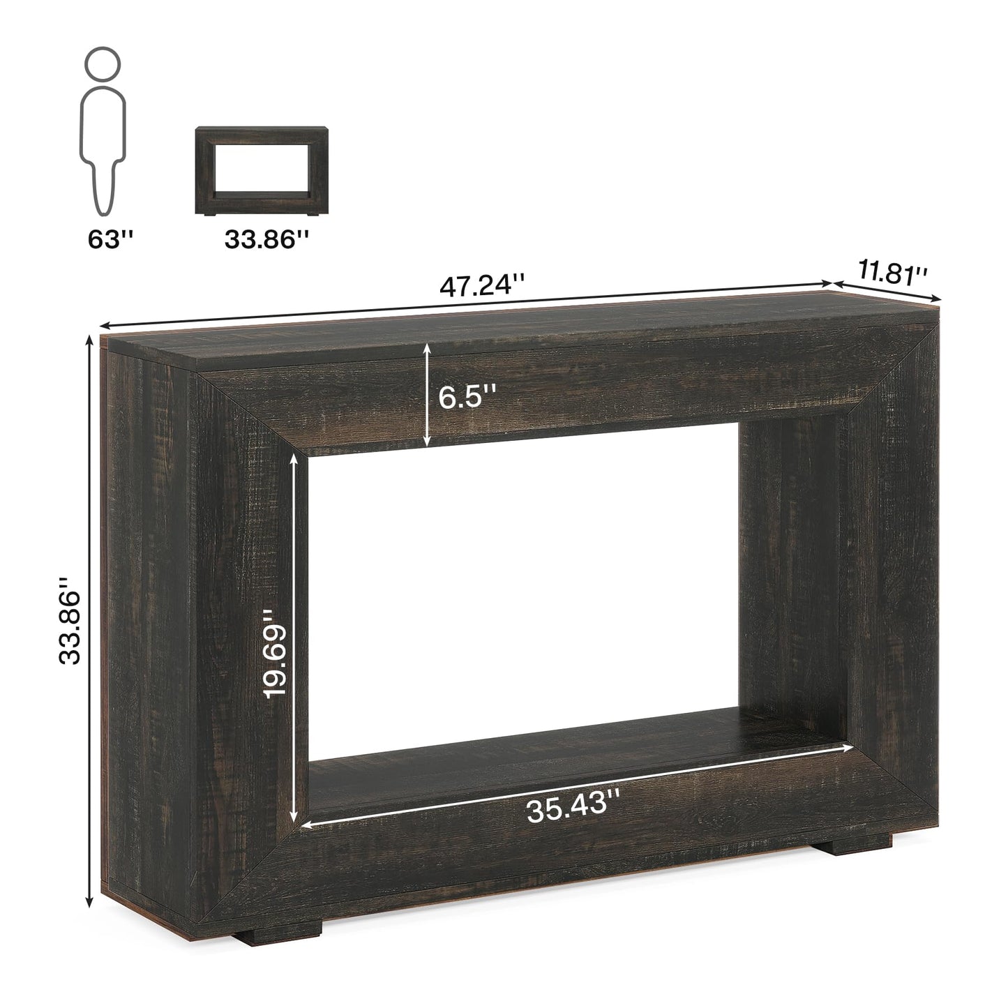 Tribesigns Farmhouse Console Table, 47 Inches Entryway Console Table with Storage, Industrial Hallway Accent Table for Living Room, Entrance