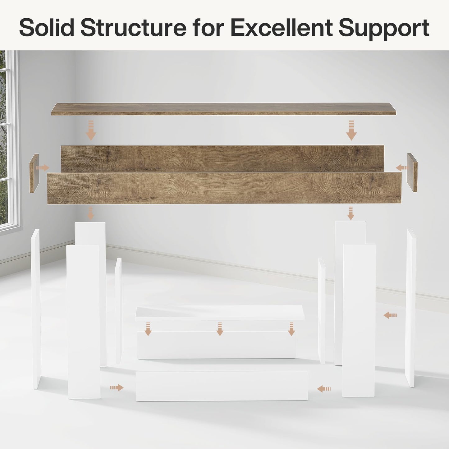 Tribesigns 63" Console Table, Farmhouse 2-Tier Entryway Table with U-Shaped Base, Narrow Long Wood Sofa Table Behind Couch Table for Living Room, Hallway, Foyer, Vintage Brown & Gray | Farmhouse