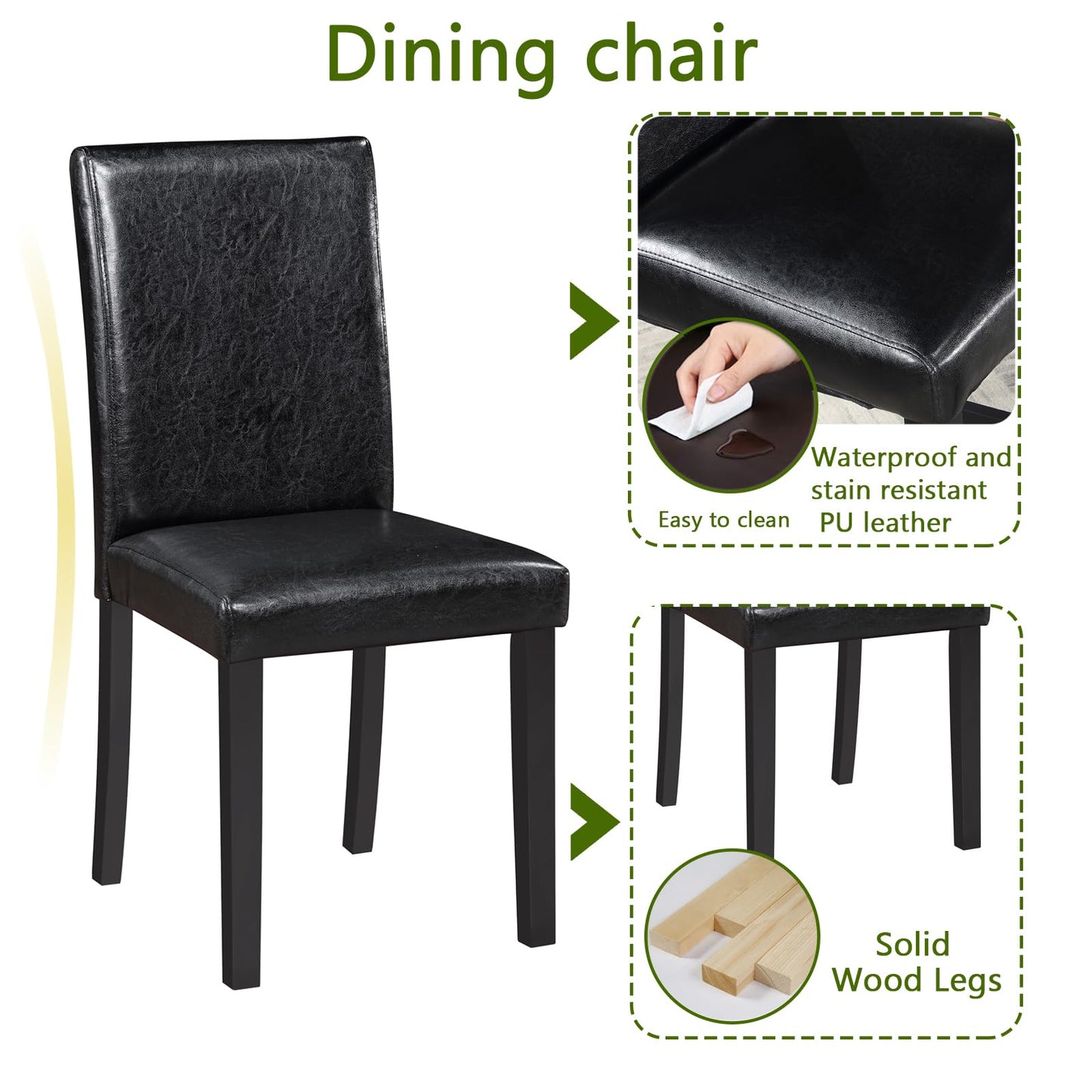 LKTART 5-Piece Kitchen & Dining Room Table and Chairs Sets,Small Square Kitchen Table with 4 Upholstered XX-Shaped Backrest Chairs,Walnut