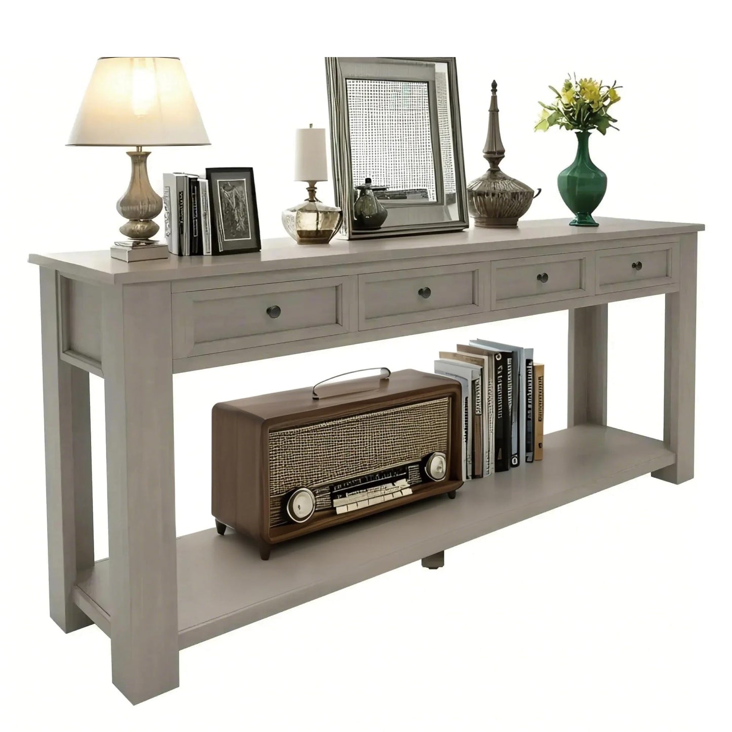 LKTART 63" Solid Wood Console Table Sofa Table with Storage Drawers and Bottom Shelf,Farmhouse Entryway Table for Hallway Foyer,Living Room,Easy Assembled (63" Espresso)