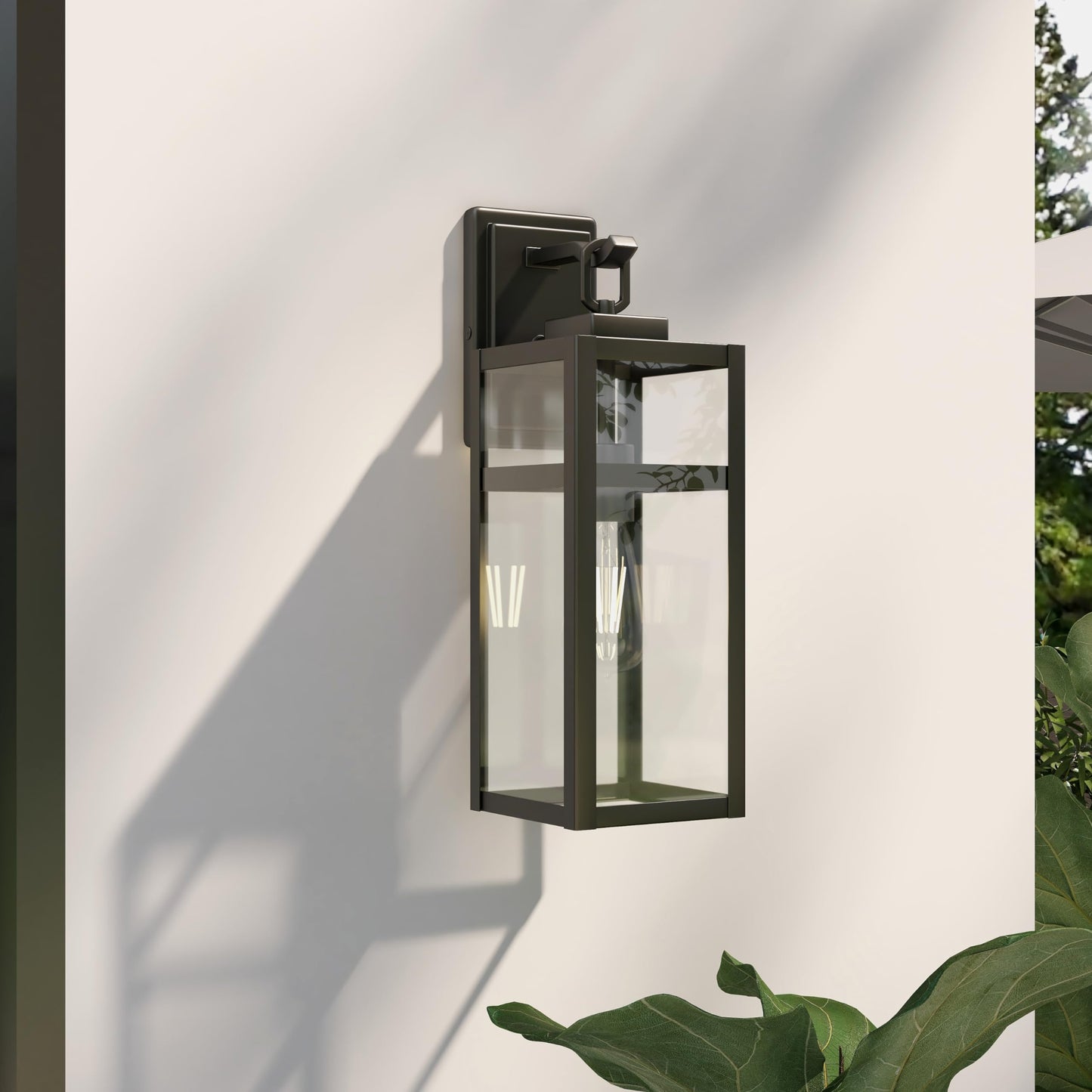 18 Inch Outdoor Wall Light Fixtures, Waterproof Exterior Light Fixtures, Modern Wall Lanterns with Clear Glass Shades, Porch Sconces Lighting for Patio Front Door Entryway Garage, E26 Sockets, 2-Pack