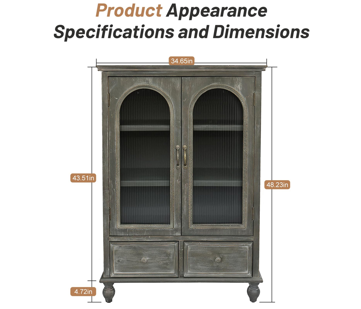 LKTART 60" Farmhouse Sideboard Buffet,Solid Fir Wood Frame with Hollowed-Out Carved Doors,Hand-Distressed Design,Versatile Storage Cabinet for Kitchen, Living Room,Natural Wood