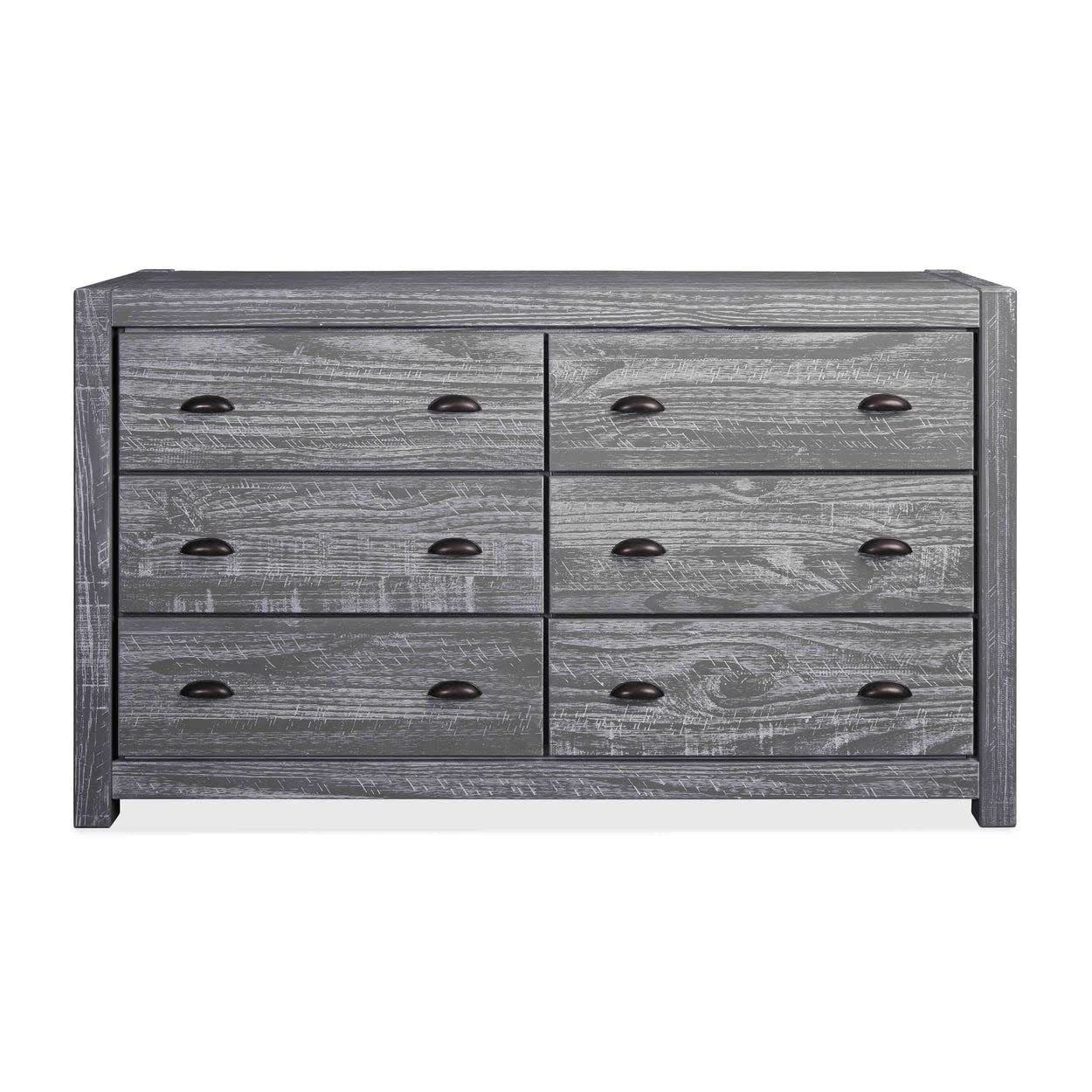 Grain Wood Furniture Montauk 6-Drawer Dresser, Solid Wood with a Farmhouse Black Finish