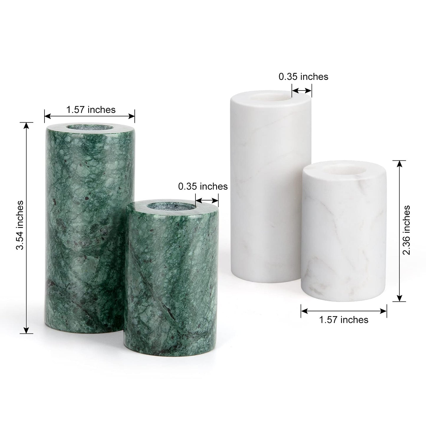Candle Holders True Natural Marble Set of 2 Decorative Candlestick Holder for Table Centerpieces Home Dinning Party Wedding Birthday Premium Candles Stand for 3/4 inch Candles Beige (ZT017R)