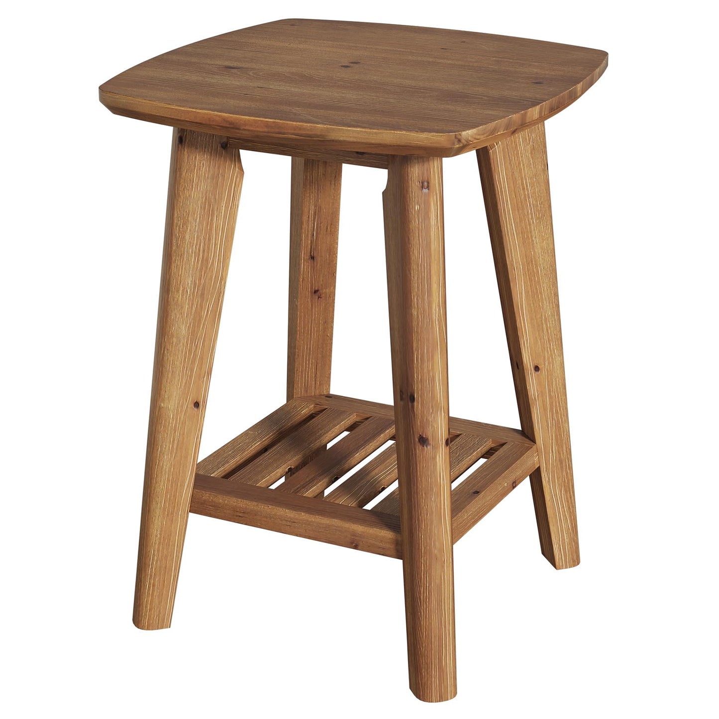 Square Side Table with 2-Tier Storage Shelf & Solid Wood Material, 19.68" Wood End Table for Living Room, Sofa Side, Small Spaces – Easy Assembly, Space-Saving Design (2PCS)