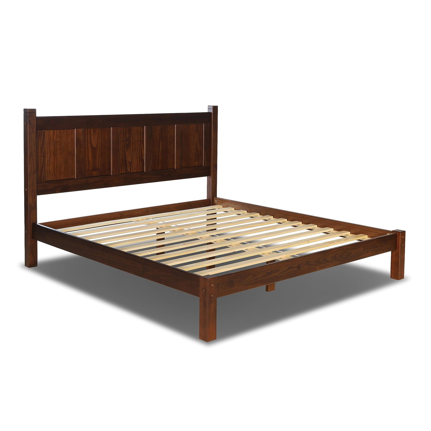 Grain Wood Furniture Shaker Solid Wood Panel Platform Bed, Queen Size, Expresso