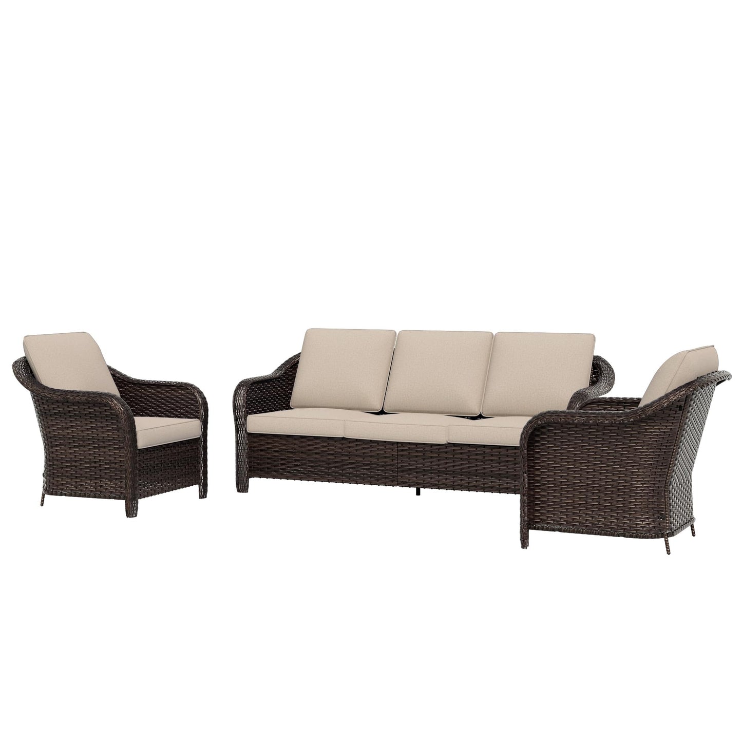 55 inch Outdoor Wicker 2 Seater Sofa, All-Weather Use Patio Rattan Loveseat with Seat and Back Cushion, Ideal for Porch, Backyard, Balcony, Poolside, Blue