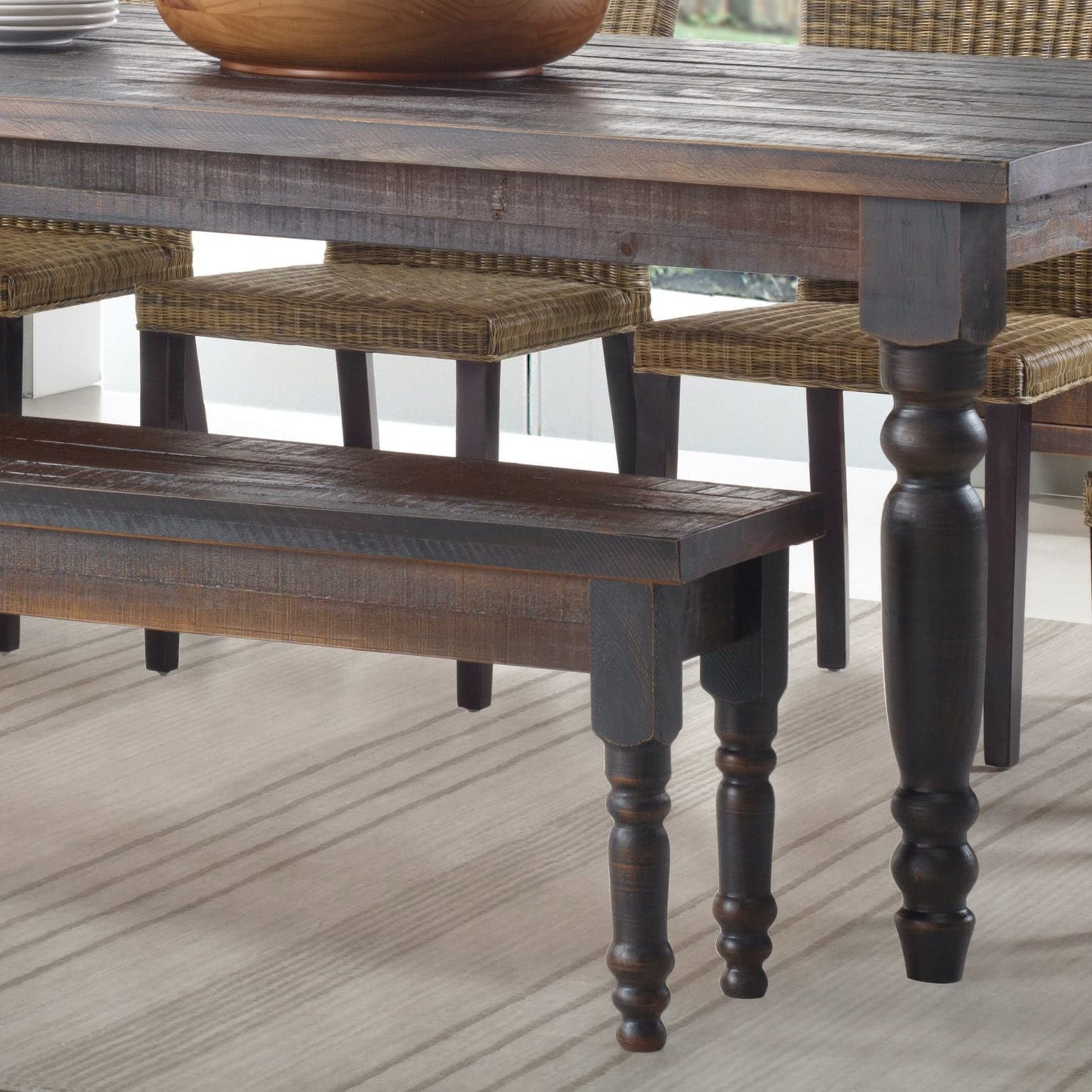 Grain Wood Furniture Valerie Solid Wood Bench with a Rustic Walnut Finish
