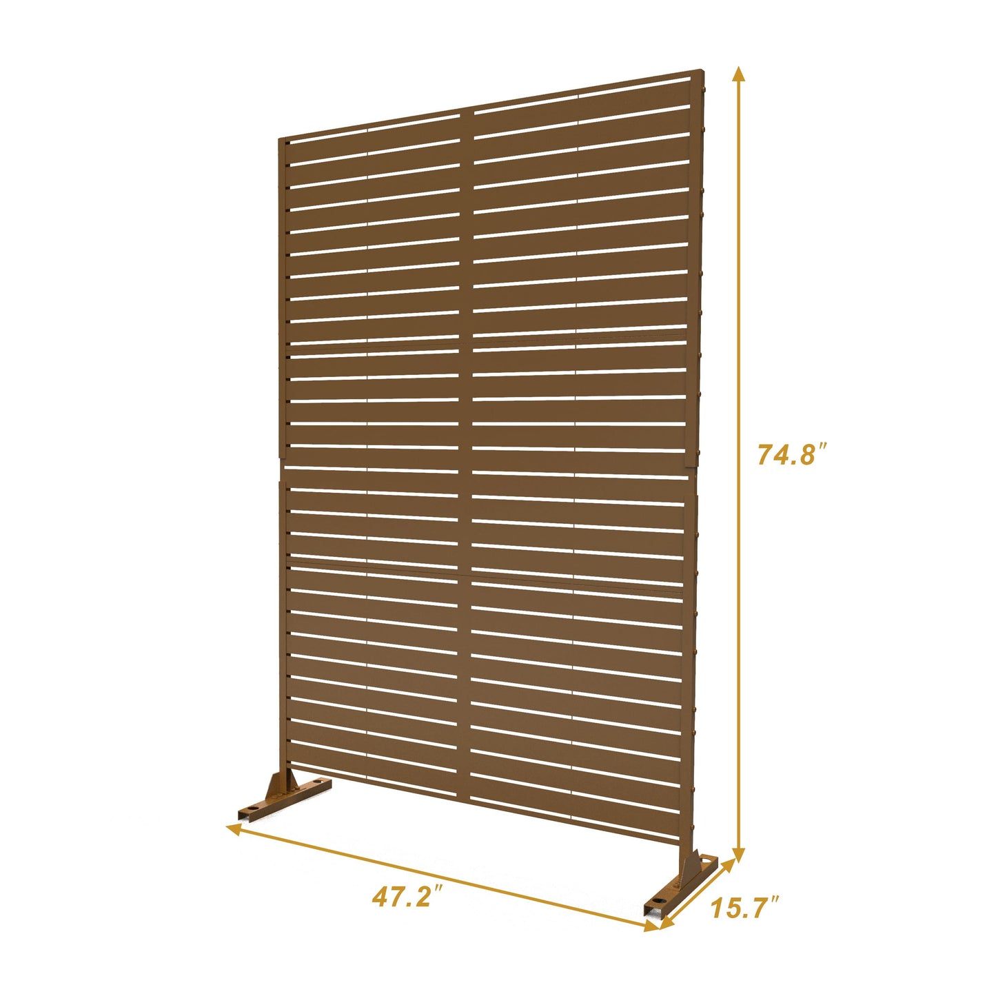 Metal Privacy Screen with Stand, 74" H×47" W Outdoor Privacy Screen for Deck Patio Lawn Garden (Black-Summer)