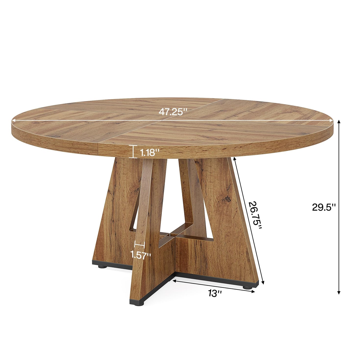 Tribesigns 47-Inch Round Conference Table for 4-6 People, Wooden Meeting Room Table with Thicken Tabletop and Wood Base (Grey)