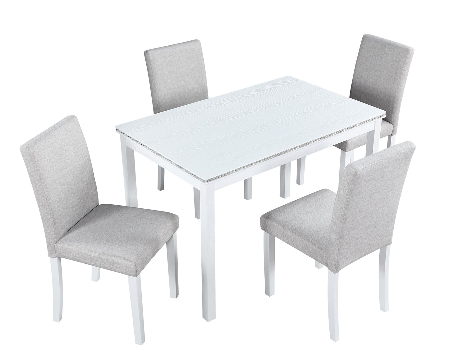 LKTART 6 Piece Kitchen Dining Set, 58.5" Rectangular Wooden Dinner Table with 4 Upholstered Chairs and a Bench for Living Room, Home Bar and Kitchen, Walnut