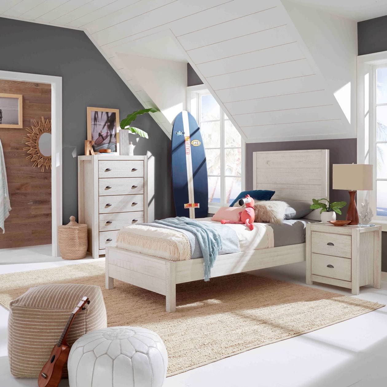 Grain Wood Furniture Montauk Solid Wood Bed, King Size, Rustic Walnut