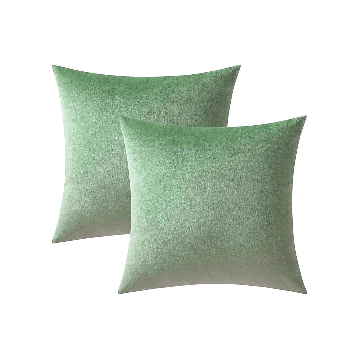 VAKADO Throw Pillow Covers 18x18 Set of 2 Emerald Green Velvet Decor Dark Forest Christmas Decorative Xmas Cushion Couch Euro Pillowcases Home Bed Decoration for Sofa Bedroom Office