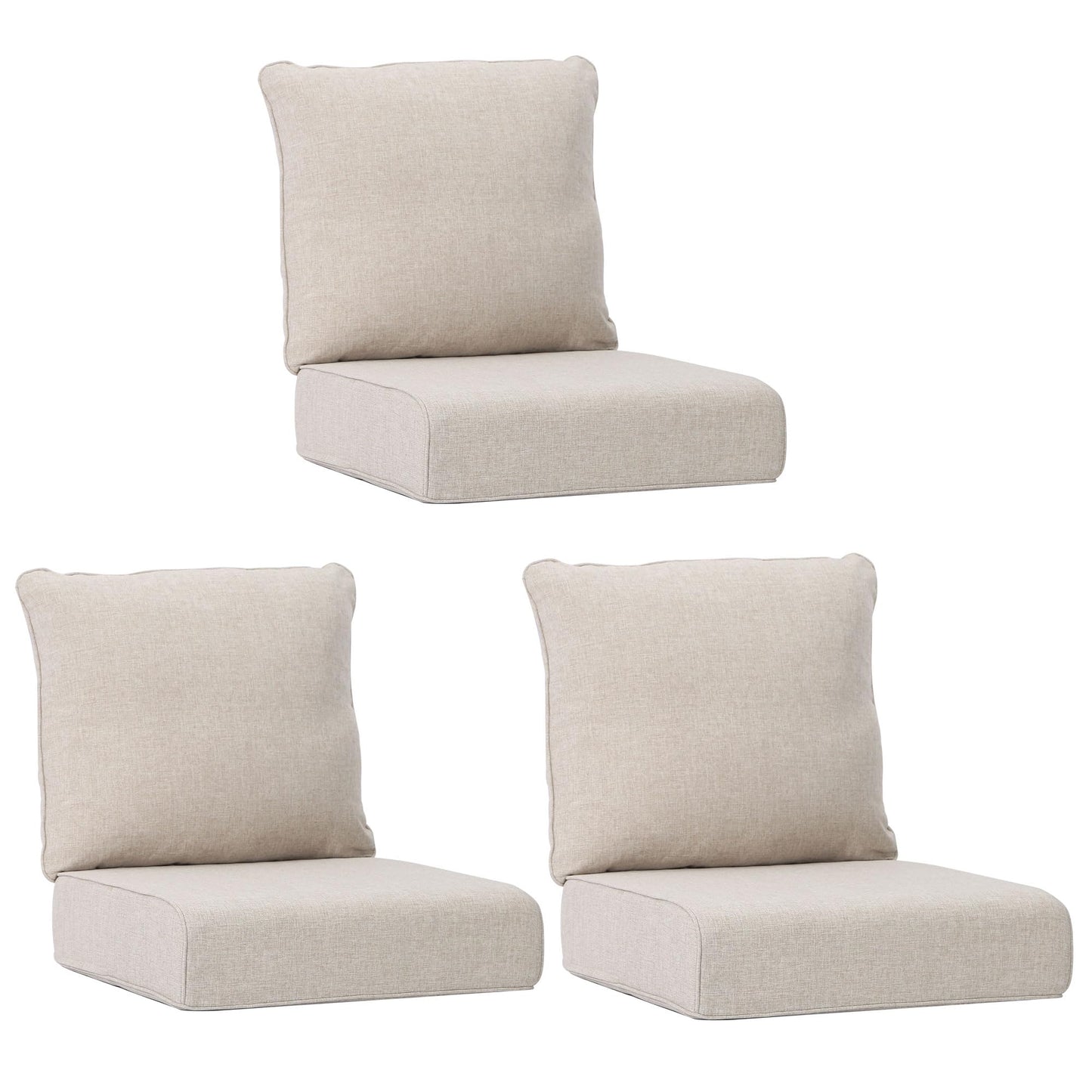 Joyside Outdoor Chair Cushions Set, 22x25/22x24 Inch Patio Furniture Deep Seat Cushions, Water Resistant & Thick Cushion, Outdoor Replacement Cushions for Seat and Sofa