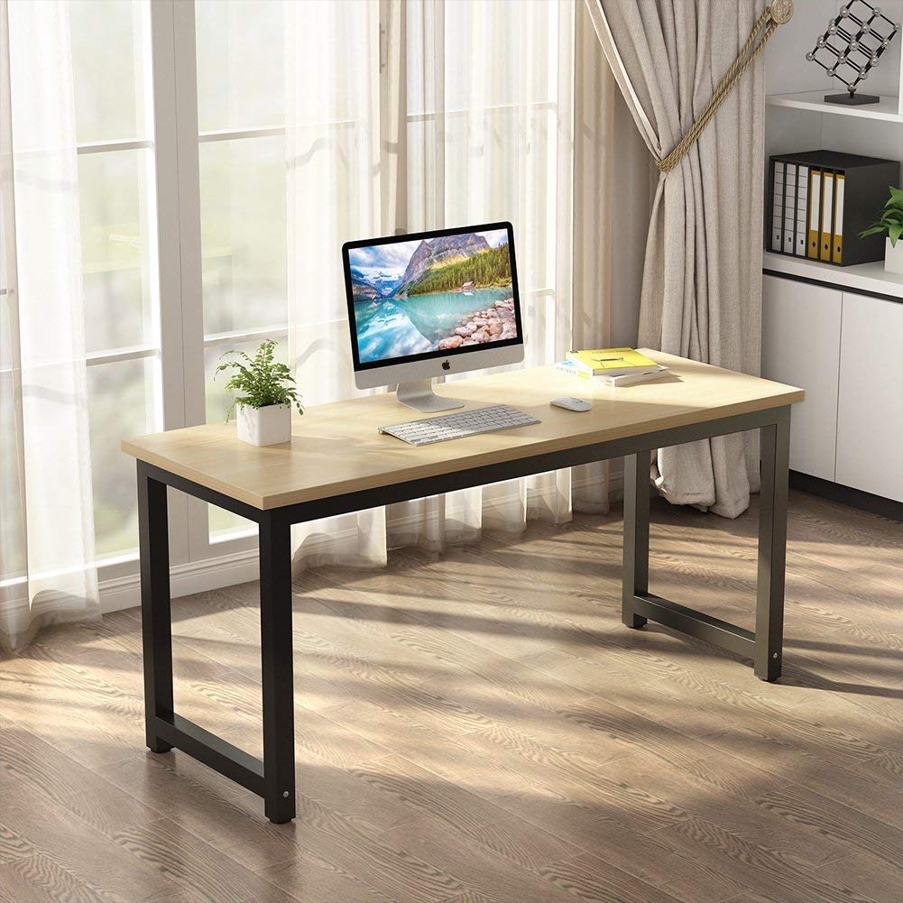 Tribesigns Modern Simple Computer Desk, 47 inch Vintage Office Desk Computer Table, Study Writing Study Desk Workstation for Home Office, Rustic Brown