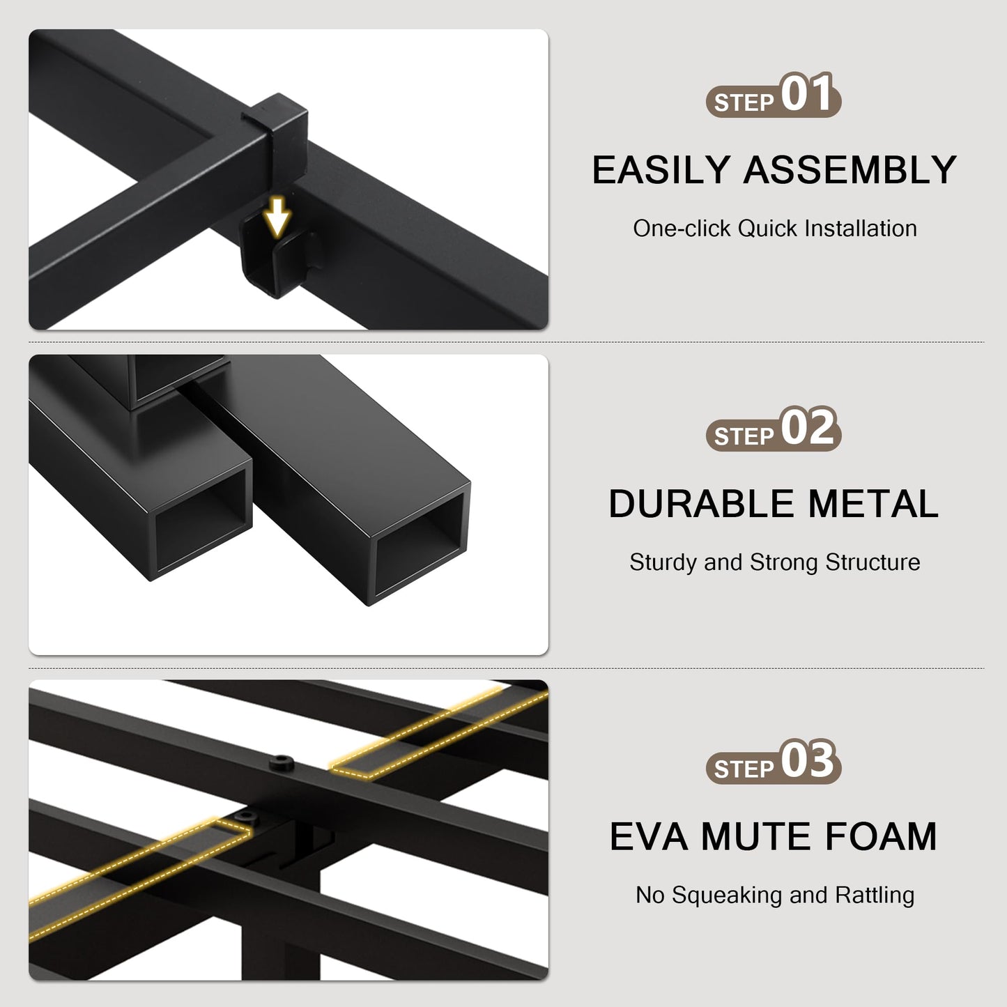 Einhomn King Size Metal Platform Bed Frame with Victorian Iron-Art Tall Headboard and Footboard, Mattress Foundation for Under Bed Storage/Heavy Duty Steel Slat Supported, No Box Spring Needed, Black
