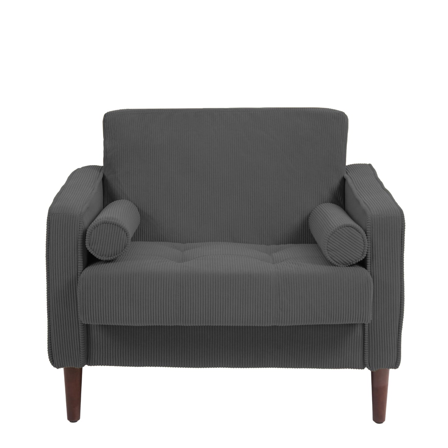 34.5" Arm Chair, Corduroy Fabric Modern Accent Chair, Comfy Upholstered Armchair Reading Chair with Solid Wood Legs for Living Room Bedroom Office, Yellow