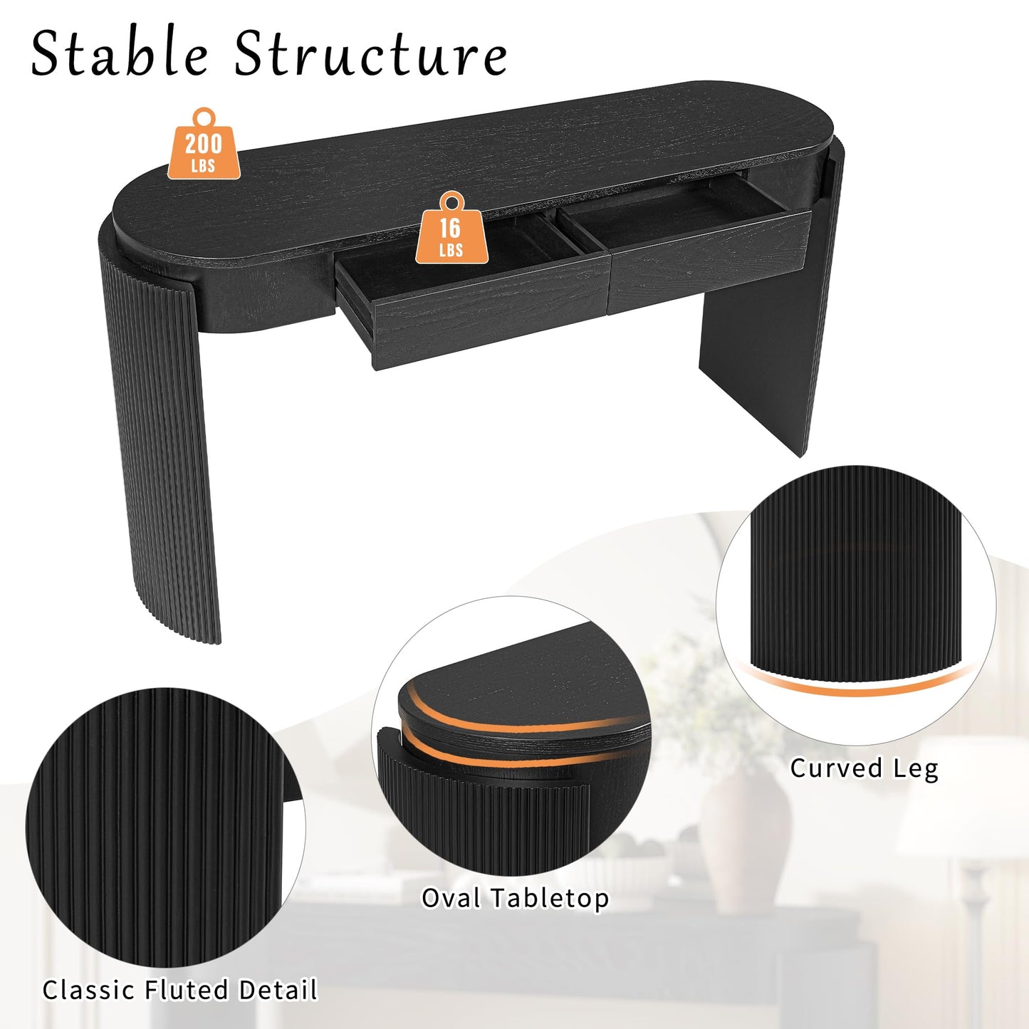 LKTART Solid Wood Console Table Sofa Tables with Drawers and Shelves Small Entryway Table for Living Room,Behind the Couch Table,Foyer(42" Espresso)