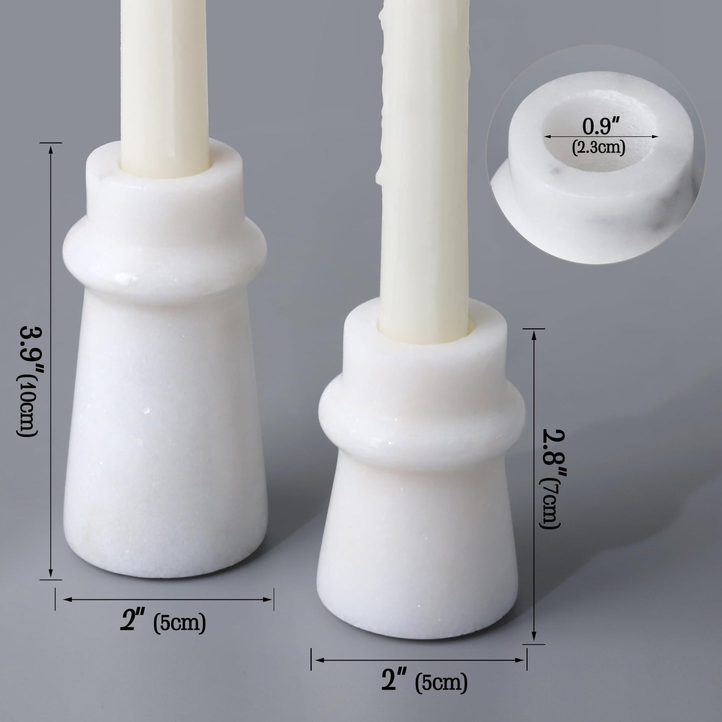 Vixdonos Marble Candle Holder Set of 2 Taper Candle Candlestick Mantle Candle Stand for Home Decor,Wedding,Party and Table Centerpieces(Brown)