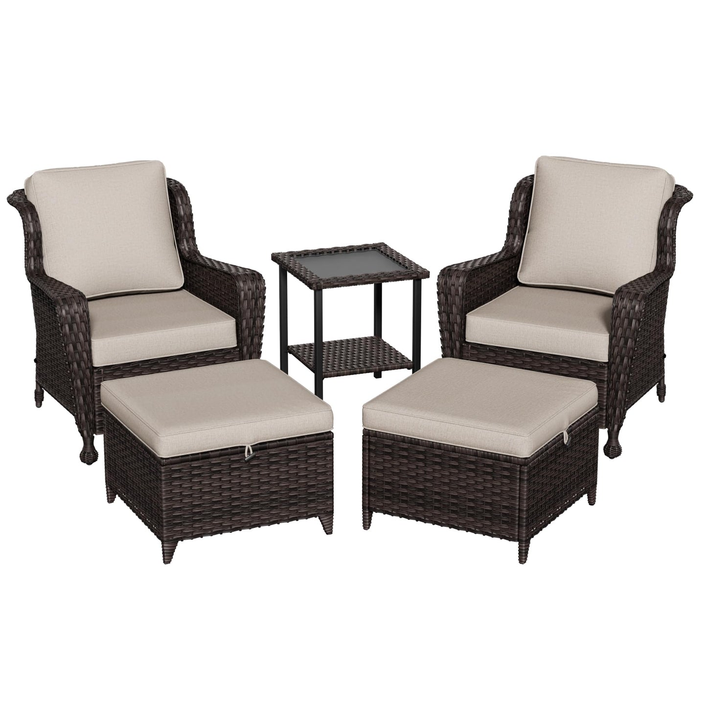 Wicker Patio Loveseat, All-Weather Rattan 2-Seat Sofa with Cushions, Outdoor Patio Furniture Set for Patio, Balcony, Backyard, Deck, Poolside