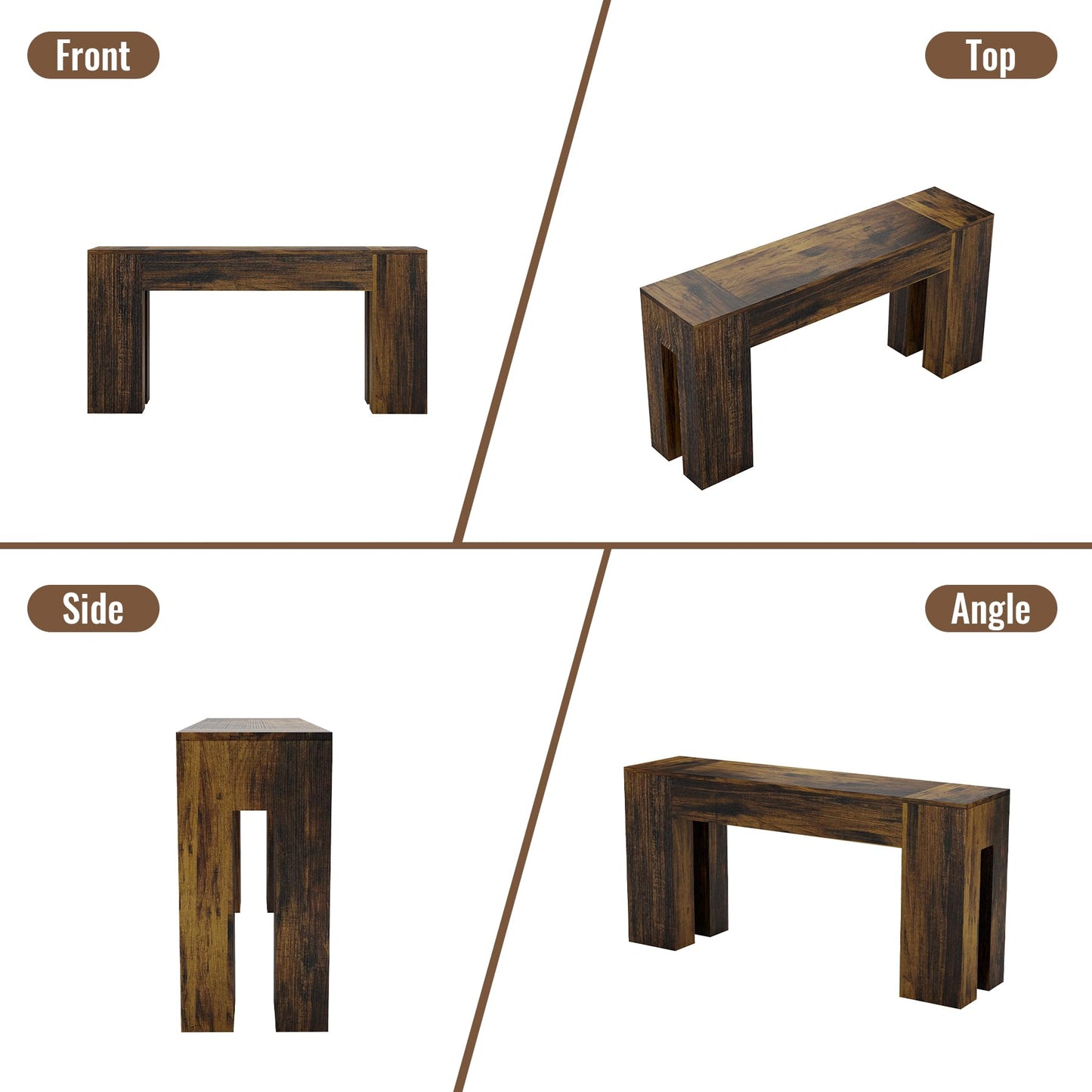 Epecoya Long Sofa Console Table for Entryway Living Room, 63-Inch Farmhouse Wood Behind Couch Table, Rectangular Accent Console with Wooden Double Base for Hallway Foyer Entrance, Rustic Brown