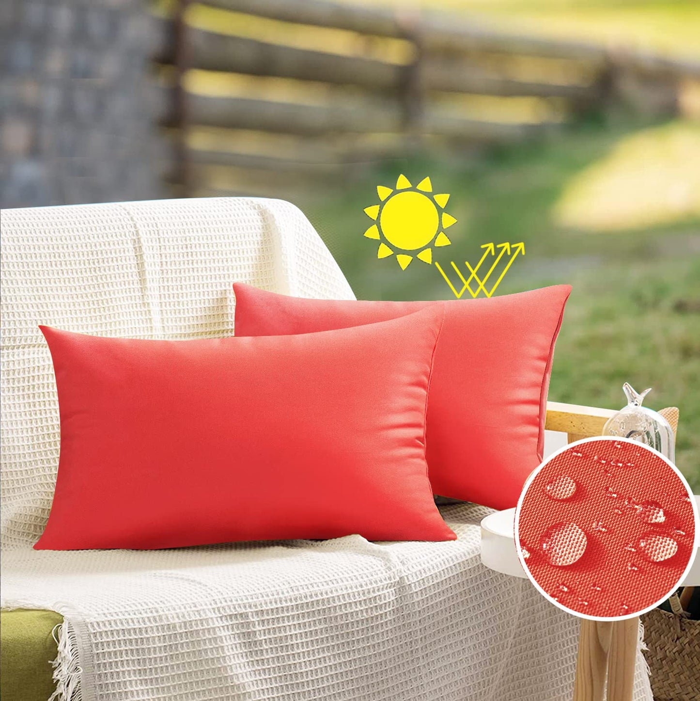 VAKADO Outdoor Waterproof Throw Pillow Covers 18X18 Set of 2 Decorative Green Patio Furniture Summer Cushion Cases Outside Decor for Couch Garden Bench Porch