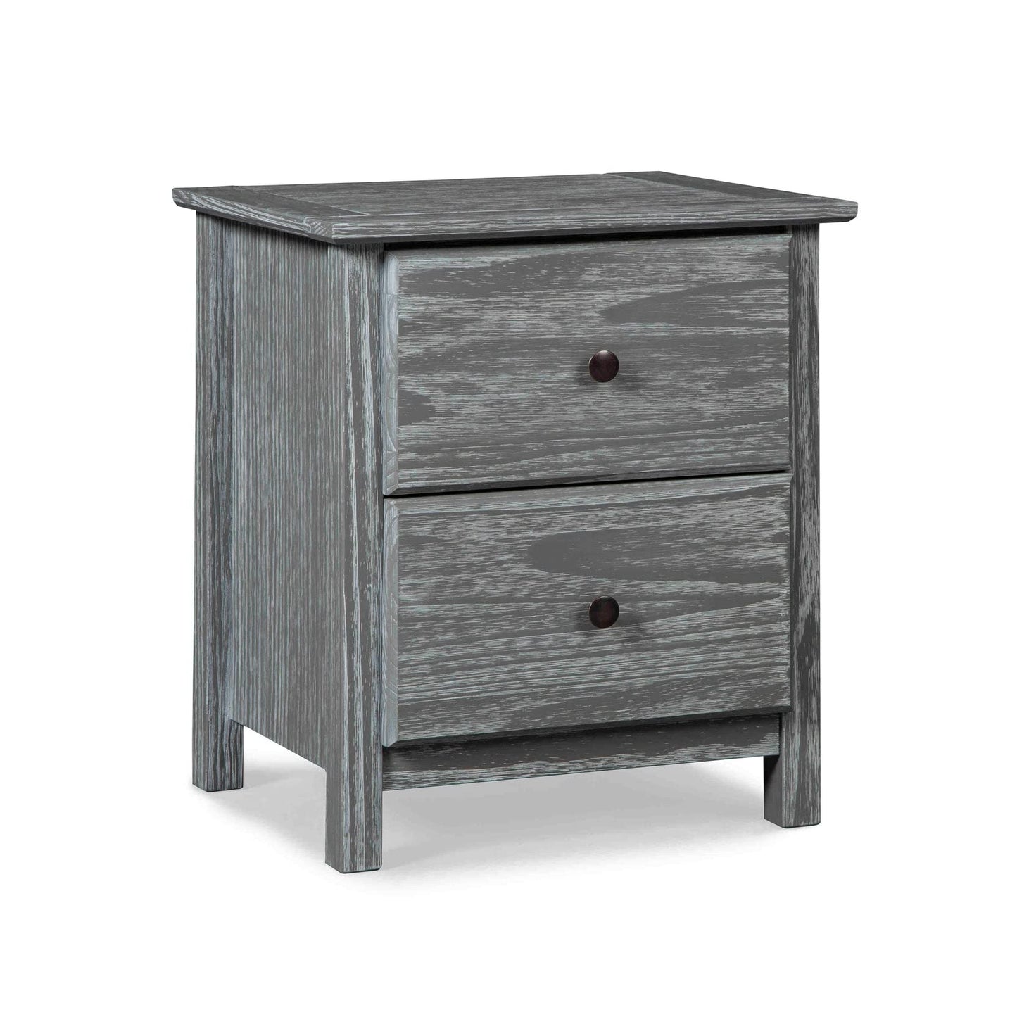 Grain Wood Furniture Greenport 2-Drawer Bedroom Nightstand, Solid Wood with Brushed Walnut Finish