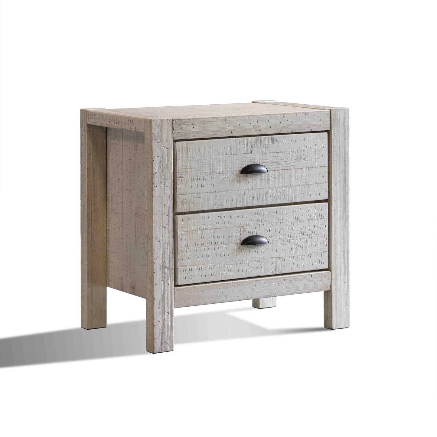 Grain Wood Furniture Montauk 2-Drawer Bedside Nightstand, Solid Wood with Rustic Walnut Finish