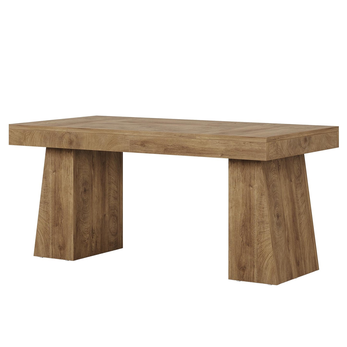 Tribesigns 55 Inches Executive Desk, Mid-Century Modern Home Office Desk, Wood MDF Computer Table Business Workstation Small Conference Table, Light Brown