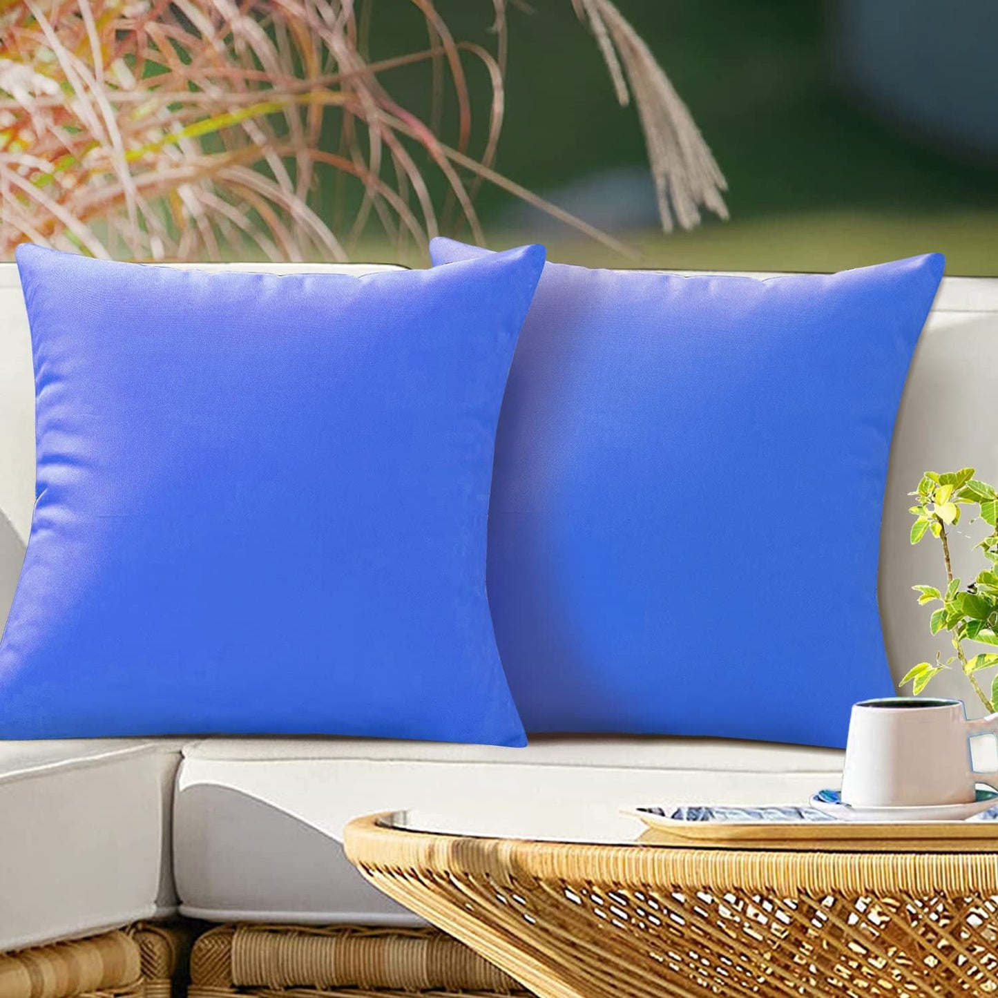 VAKADO Outdoor Waterproof Throw Pillow Covers 18X18 Set of 2 Decorative Green Patio Furniture Summer Cushion Cases Outside Decor for Couch Garden Bench Porch