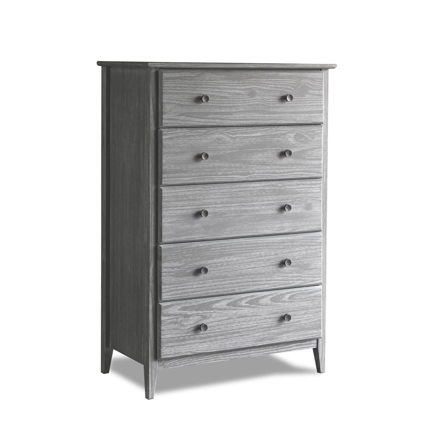 Grain Wood Furniture Greenport 5-Drawer Chest, Solid Wood with Brushed Walnut Finish