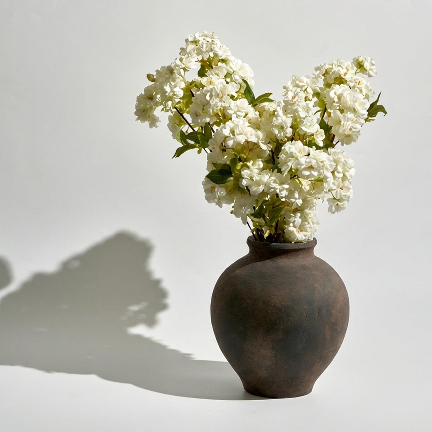 LB2 White Ceramic Large Vase, 11" Tall Zen Style, Terra Cotta Pitcher, Distressed Farmhouse Decor, Pottery Decorative Flower for Home Decor (B - White 11")