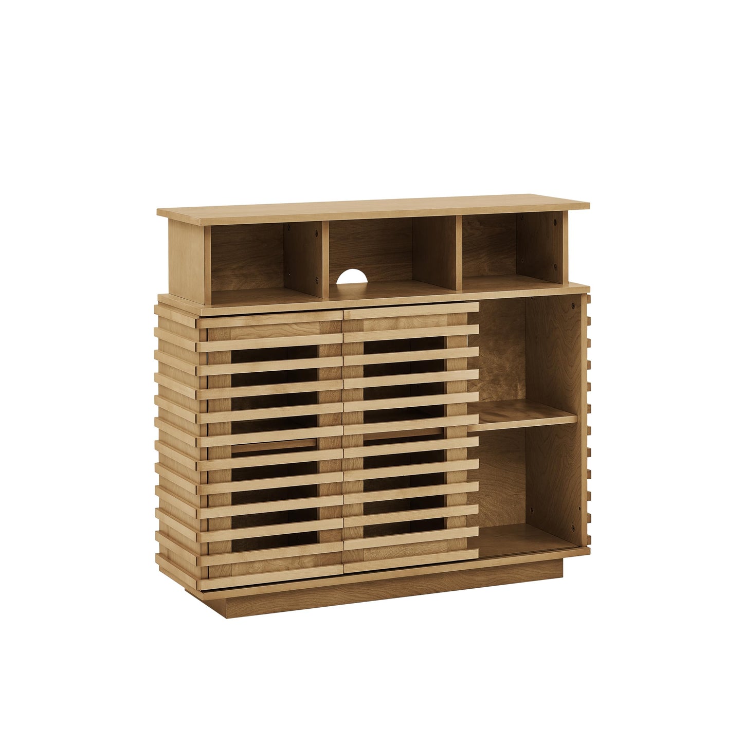 LKTART 63" Rattan Sideboard Buffet Cabinet,Kitchen Storage Cabinet,Wood Coffee Bars with 4 Doors & Open Storage Shelves,Mid Century Modern Credenza Console Table for Living Room,Walnut