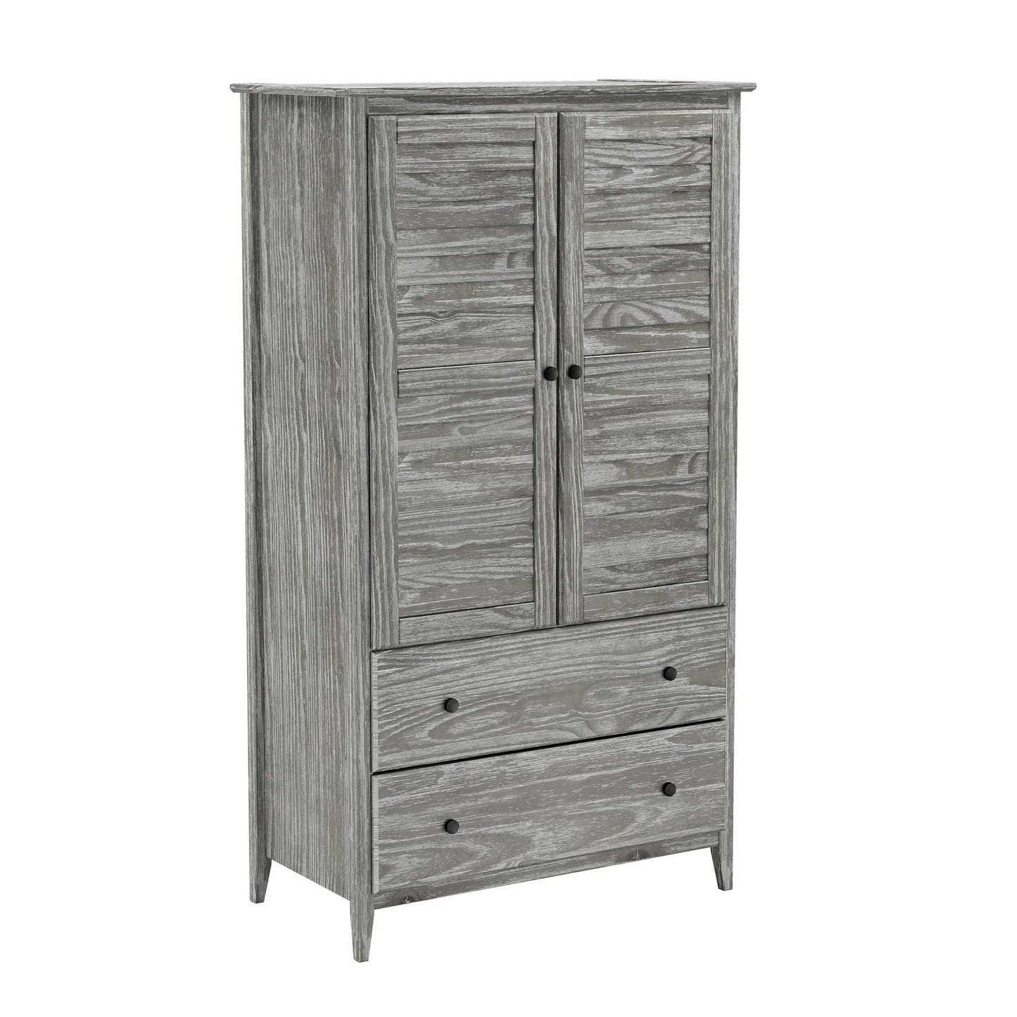 Grain Wood Furniture Greenport 2-Door Wardrobe, Solid Wood with a Brushed Walnut Finish