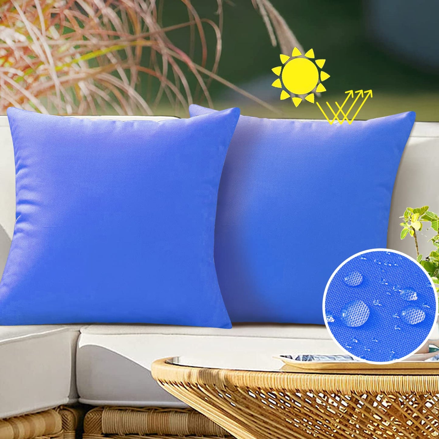 VAKADO Outdoor Waterproof Throw Pillow Covers 18X18 Set of 2 Decorative Green Patio Furniture Summer Cushion Cases Outside Decor for Couch Garden Bench Porch
