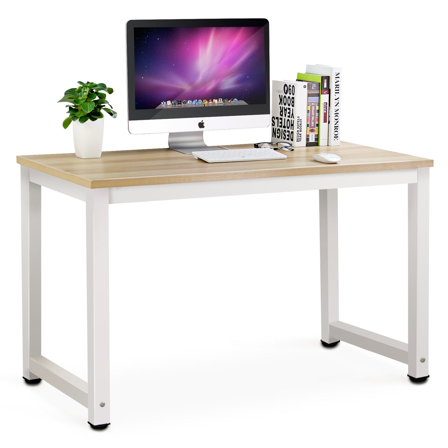 Tribesigns Modern Simple Computer Desk, 47 inch Vintage Office Desk Computer Table, Study Writing Study Desk Workstation for Home Office, Rustic Brown