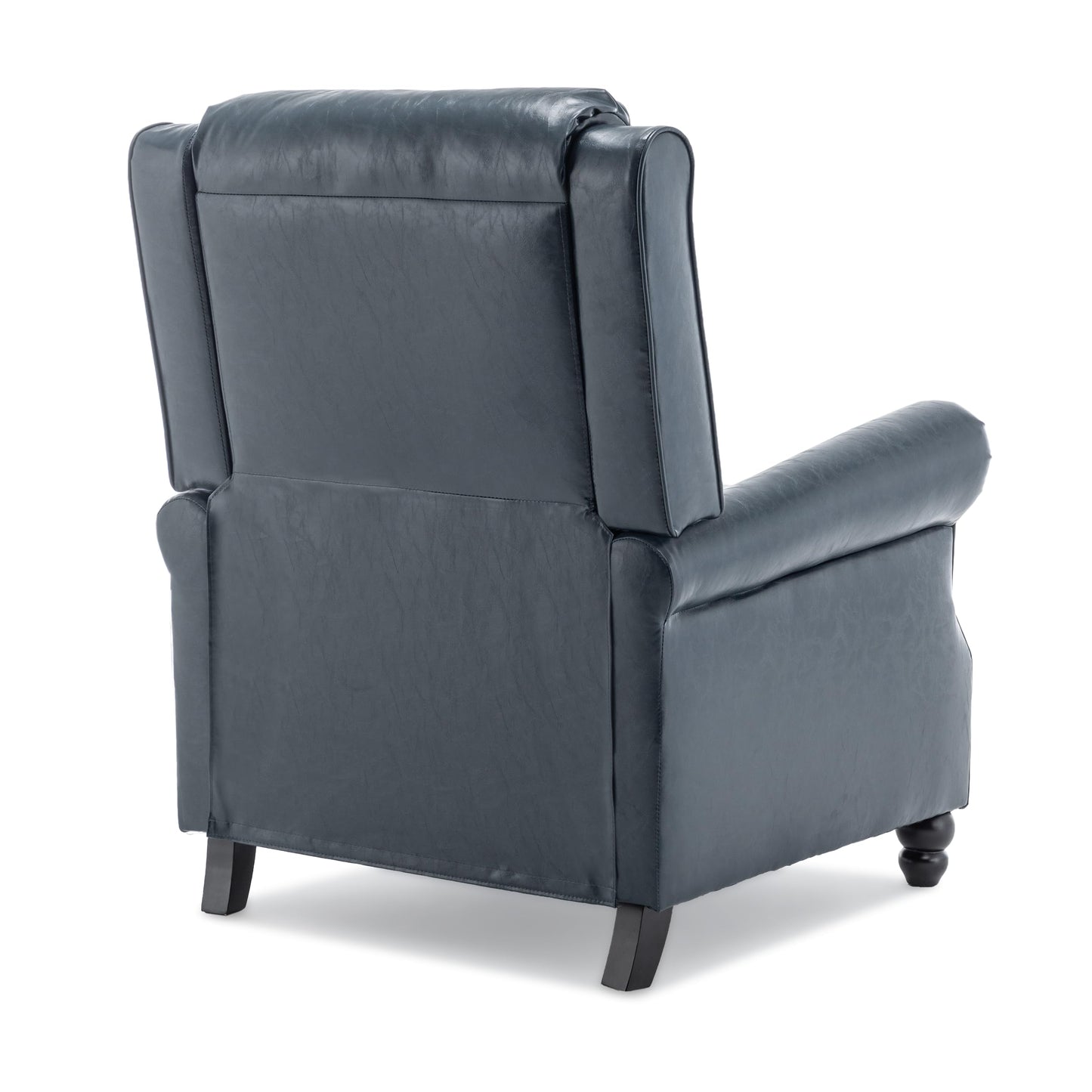 Pushback Recliner Chairs Set of 2, Comfy Fabric Wingback Recliner Chair, Upholstered Armchair Push Back Recliner with Wood Legs, Rivet Trim Accent Chair for Living Room, Bedroom, Blue Stripe